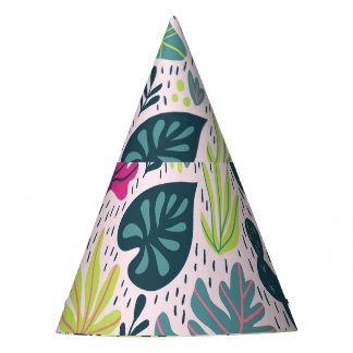 Wild tropical rainforest, vintage repeating patter party hat