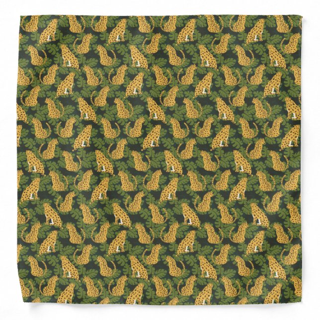 Wild Tropical Safari Leopard Jungle Palms Bandana (Front)