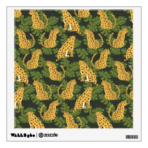 Wild Tropical Safari Leopard Jungle Palms Wall Decal