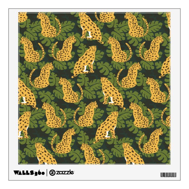 Wild Tropical Safari Leopard Jungle Palms Wall Decal (Front)