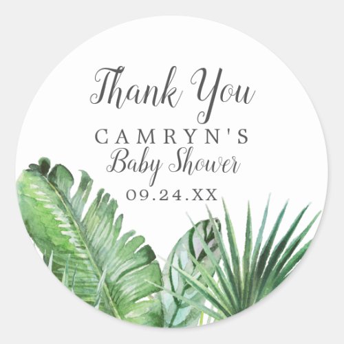 Wild Tropical Thank You Baby Shower Favor Sticker