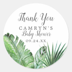 Wild Tropical Thank You Baby Shower Favor Sticker