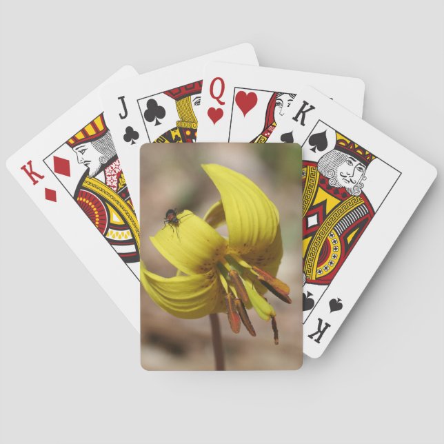 Wild Trout Lily Flower And Insect Friend  Poker Cards (Back)