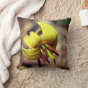Wild Trout Lily Flower And Insect Friend   Throw Pillow
