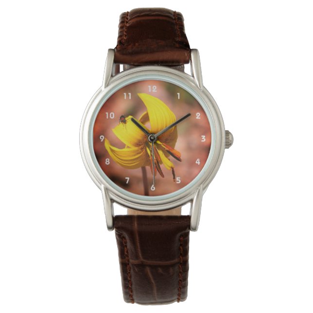 Wild Trout Lily Flower And Insect Friend Tinted   Watch (Front)