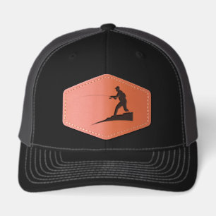 Wild Trout River Adventure Fisherman Wildlife Leather Patch Hat