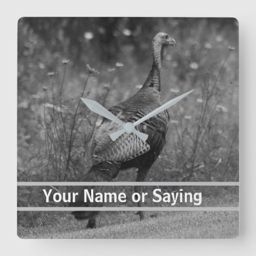 Wild Turkey BW photo Square Wall Clock