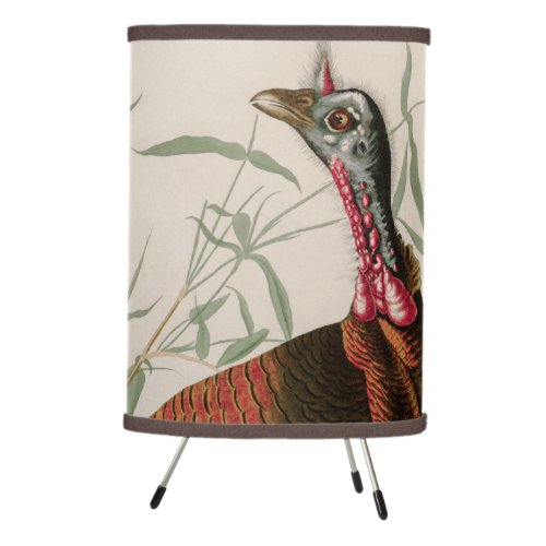 Wild Turkey Birds of America Audubon Print Tripod Lamp