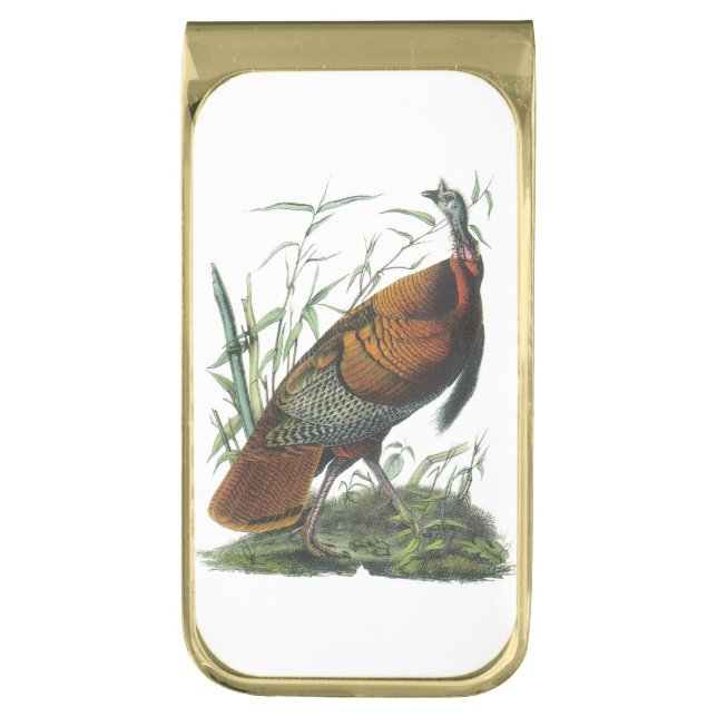 Wild Turkey by Audubon Gold Finish Money Clip (Front Vertical)