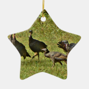 Wild Turkey, Camouflage colors Ceramic Ornament