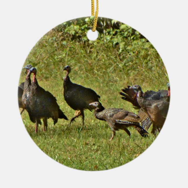 Wild Turkey, Camouflage colors Ceramic Ornament (Front)