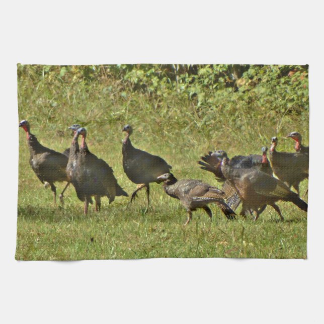 Wild Turkey, Camouflage colors Kitchen Towel (Horizontal)