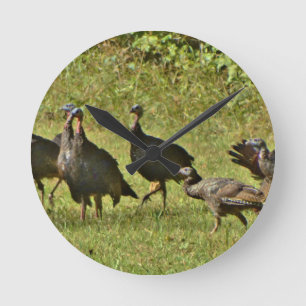 Wild Turkey, Camouflage colors Round Clock