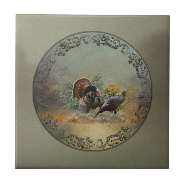 Wild turkey  ceramic tile (Front)