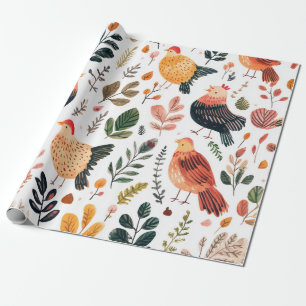 Wild Turkey Feather Wildlife Pattern Wrapping Paper