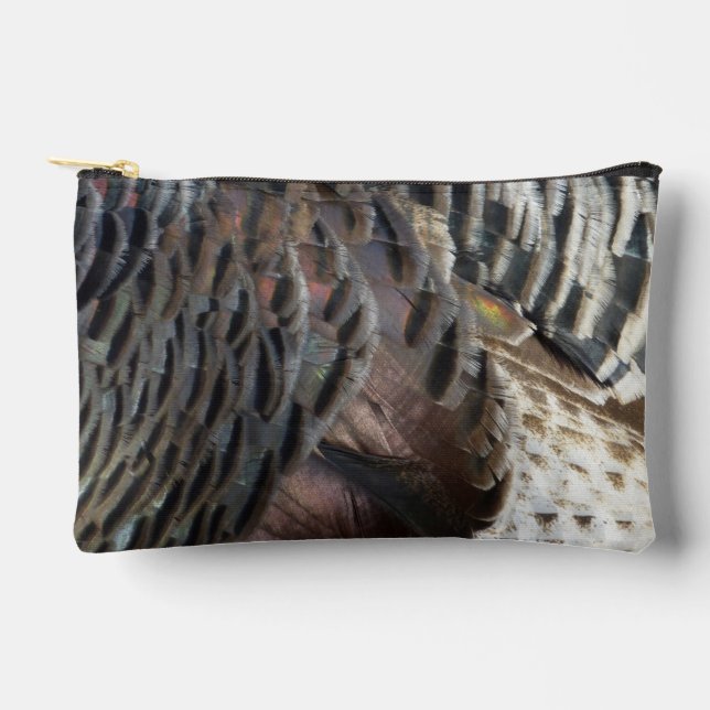 Wild Turkey Feathers I Abstract Nature Design Accessory Pouch (Front)