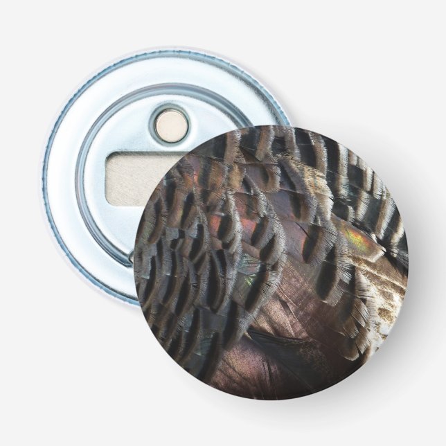 Wild Turkey Feathers I Abstract Nature Design Bottle Opener (Front)
