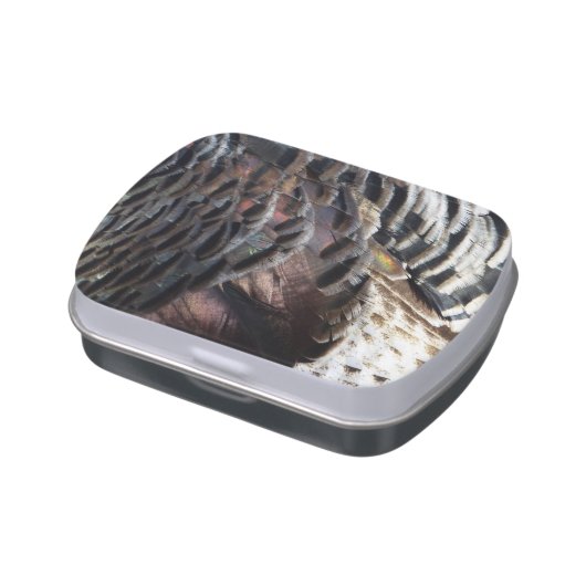 Wild Turkey Feathers I Abstract Nature Design Candy Tin (Side)