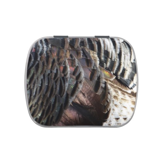 Wild Turkey Feathers I Abstract Nature Design Candy Tin (Top)
