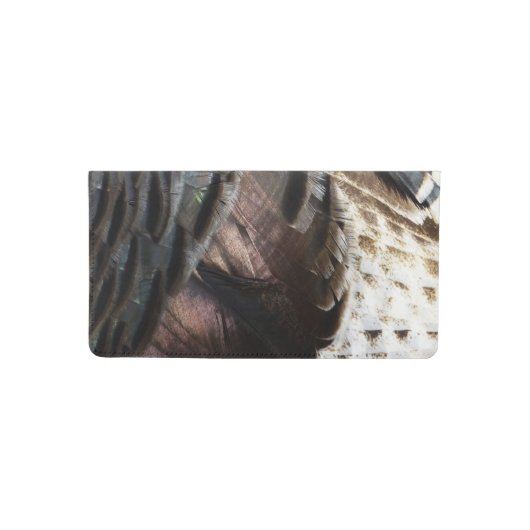 Wild Turkey Feathers I Abstract Nature Design Checkbook Cover (Front)