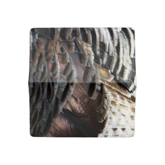 Wild Turkey Feathers I Abstract Nature Design Checkbook Cover (Open)