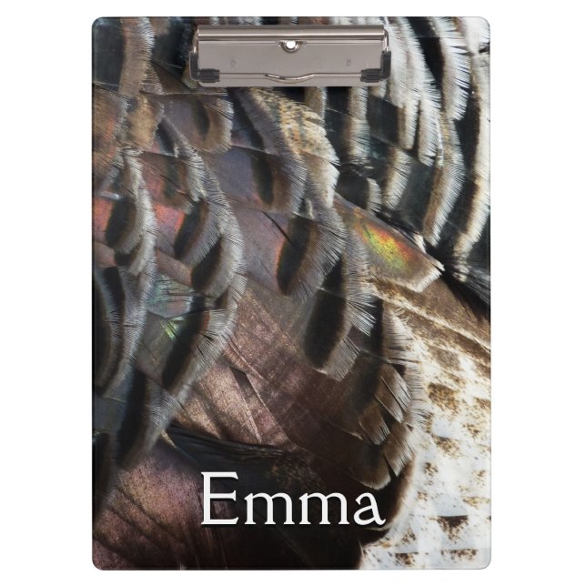 Wild Turkey Feathers I Abstract Nature Design Clipboard (Front)