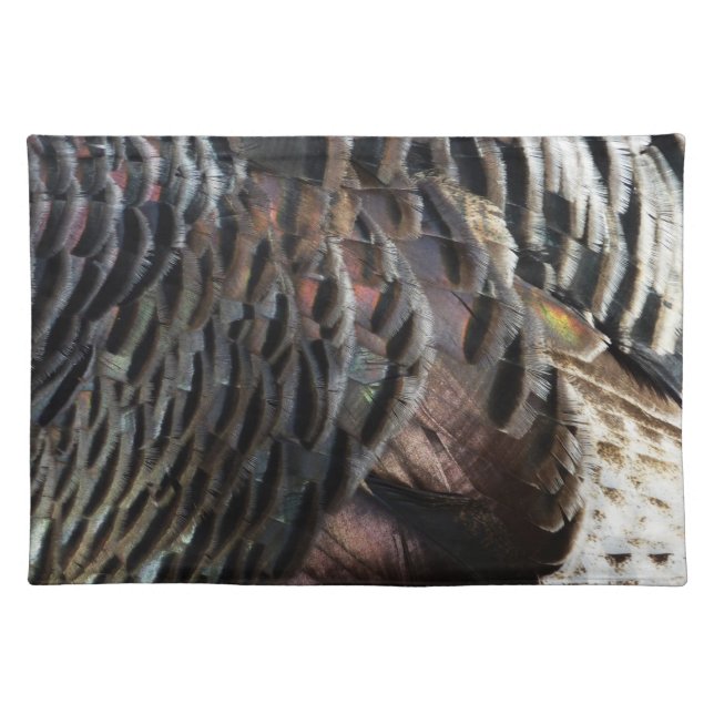 Wild Turkey Feathers I Abstract Nature Design Cloth Placemat (Front)