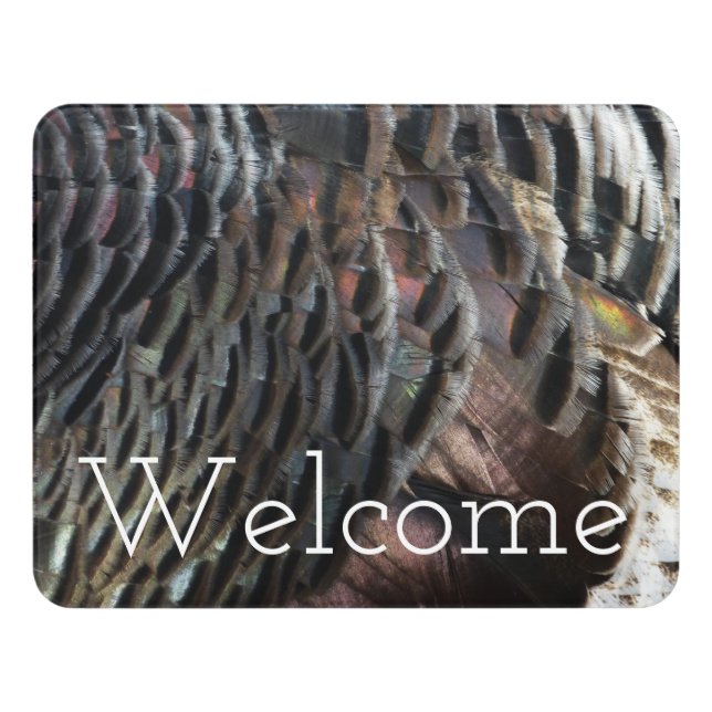Wild Turkey Feathers I Abstract Nature Design Door Sign (Contemporary Front)