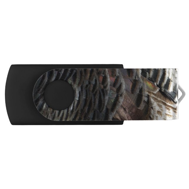 Wild Turkey Feathers I Abstract Nature Design Flash Drive (Front)