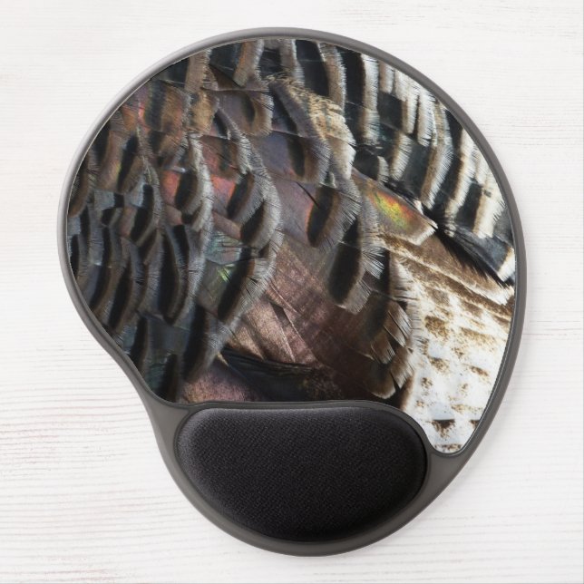 Wild Turkey Feathers I Abstract Nature Design Gel Mouse Pad (Front)
