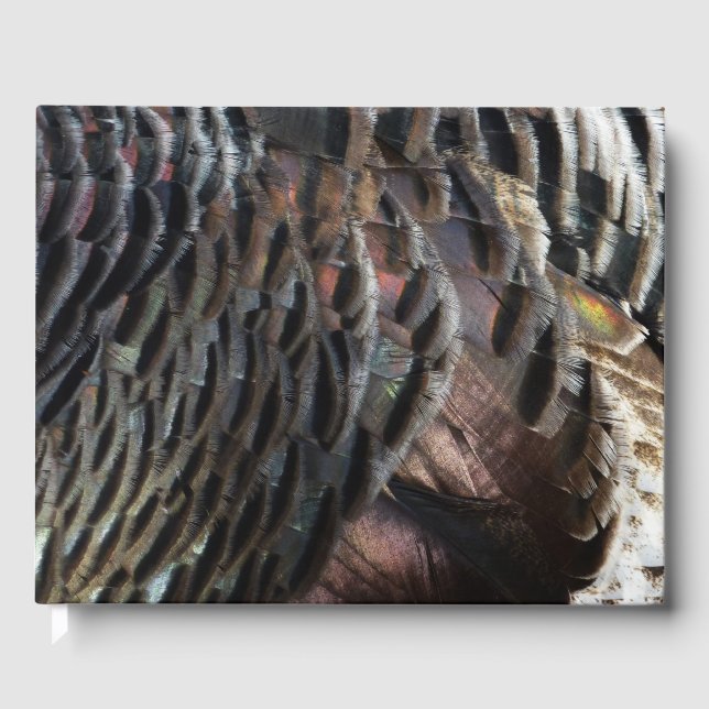 Wild Turkey Feathers I Abstract Nature Design Guest Book (Front)