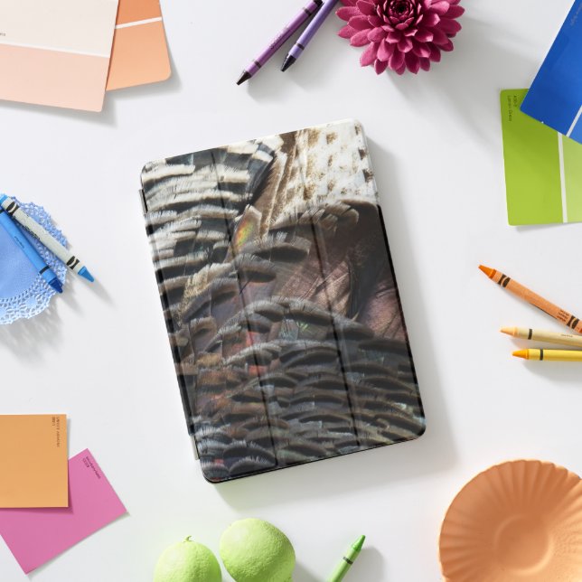 Wild Turkey Feathers I Abstract Nature Design iPad Pro Cover (Desk)