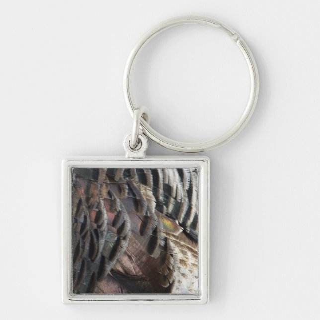 Wild Turkey Feathers I Abstract Nature Design Keychain (Front)