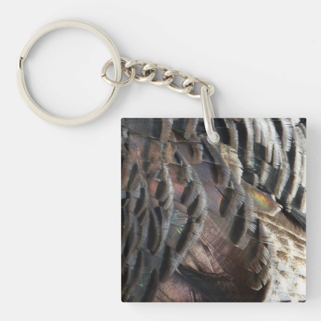 Wild Turkey Feathers I Abstract Nature Design Keychain (Front)