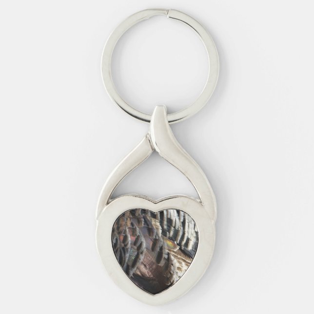 Wild Turkey Feathers I Abstract Nature Design Keychain (Front)