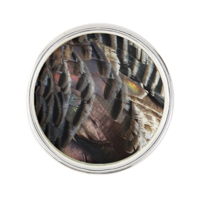 Wild Turkey Feathers I Abstract Nature Design Lapel Pin (Front)