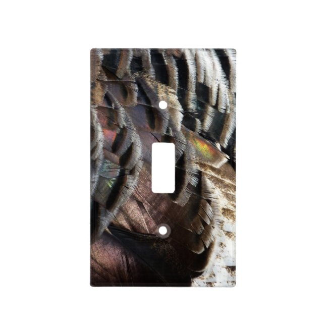 Wild Turkey Feathers I Abstract Nature Design Light Switch Cover (Front)