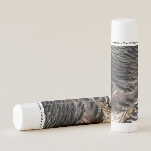 Wild Turkey Feathers I Abstract Nature Design Lip Balm (Front)
