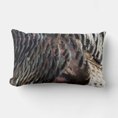 Wild Turkey Feathers I Abstract Nature Design Lumbar Pillow