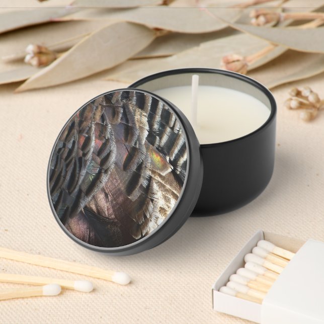 Wild Turkey Feathers I Abstract Nature Design Mini Candle Favors (Insitu)