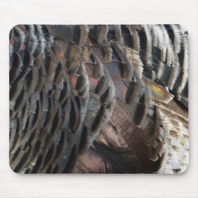 Wild Turkey Feathers I Abstract Nature Design Mouse Pad (Front)