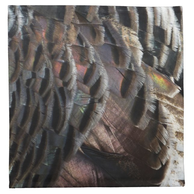 Wild Turkey Feathers I Abstract Nature Design Napkin (Front)