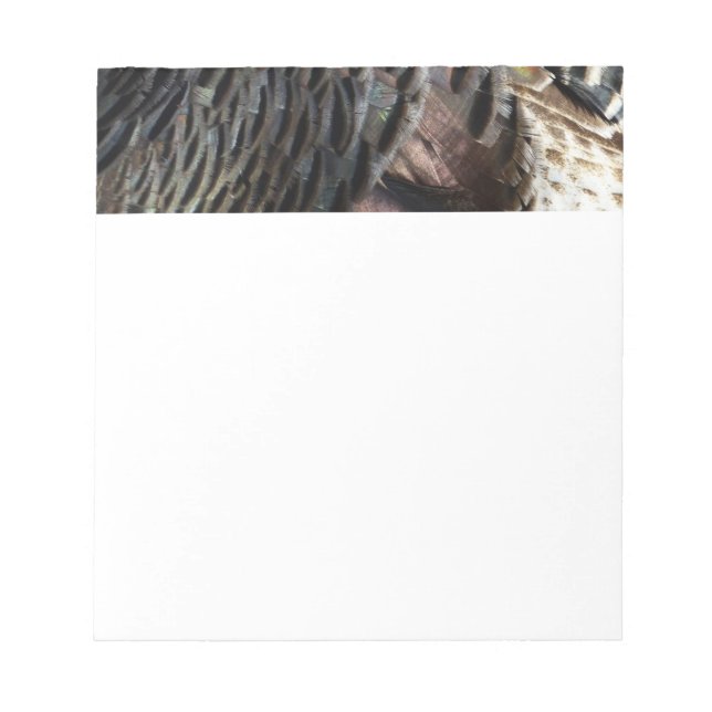 Wild Turkey Feathers I Abstract Nature Design Notepad (Front)