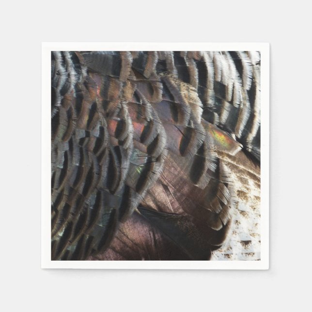 Wild Turkey Feathers I Abstract Nature Design Paper Napkins (Front)