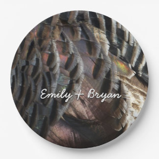 Wild Turkey Feathers I Abstract Nature Design Paper Plates