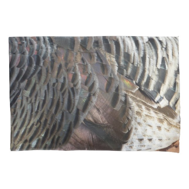 Wild Turkey Feathers I Abstract Nature Design Pillow Case (Front)