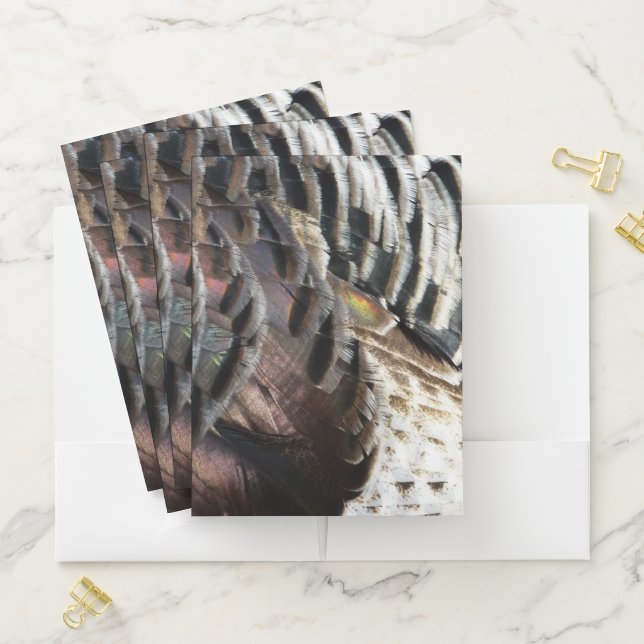 Wild Turkey Feathers I Abstract Nature Design Pocket Folder (In Situ)