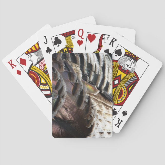 Wild Turkey Feathers I Abstract Nature Design Poker Cards (Back)