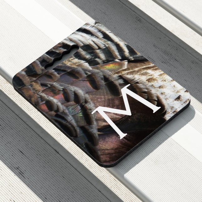 Wild Turkey Feathers I Abstract Nature Design Seat Cushion (In Situ)