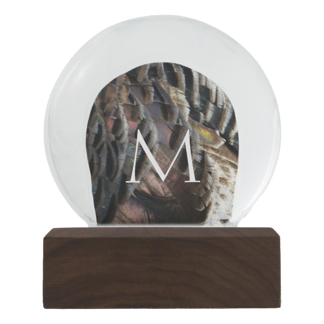Wild Turkey Feathers I Abstract Nature Design Snow Globe (Front)